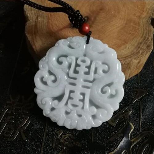 Natural Myanmar Jadeite Fu shou ru yi Jade Pendant Jewelry lucky Exorcise evil spirits Safety Amulet Jade Pendant Fine Jewelry
