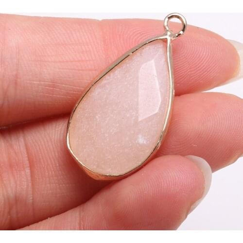 New Natural Stone Pendant Drop Shape White Turquoises Faceted Pendant Necklace For DIY Jewelry Best Birthday Gift Size 16x30mm