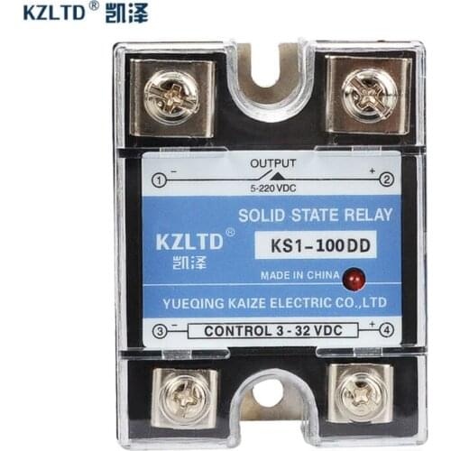 Single-phase-dc-drive Relays SSR 3-32V DC to 5-220V DC Solid State Module 24V 100A for Temperature Controlling KS1-100DD