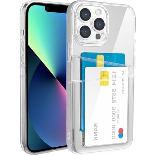 Transparent Silicone Card Pocket Bag Case For iPhone 12 Pro Max Mini 11 XR Xs X 7 8 SE Storage Wallet Camera Protective Cover