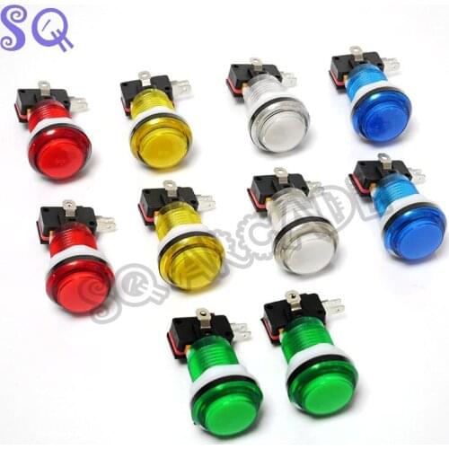 12pcs 33MM 12v Transparency Illuminated button with Microswitch and LED - Screw fix/Arcade Accessories/Game Machine