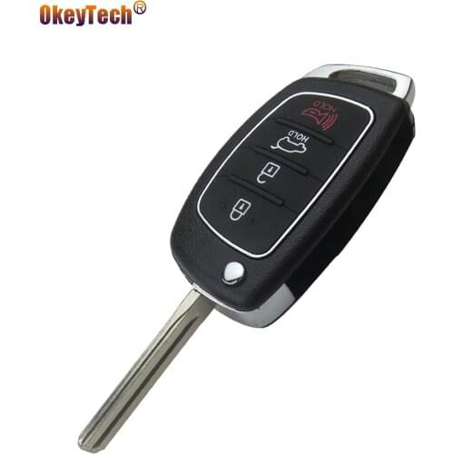 OkeyTech For Hyundai Mistra Santa Fe Sonata ix35 ix45 Verna D10 Key 4 Buttons Flip Folding Remote Car Key Shell Fob Cover Case