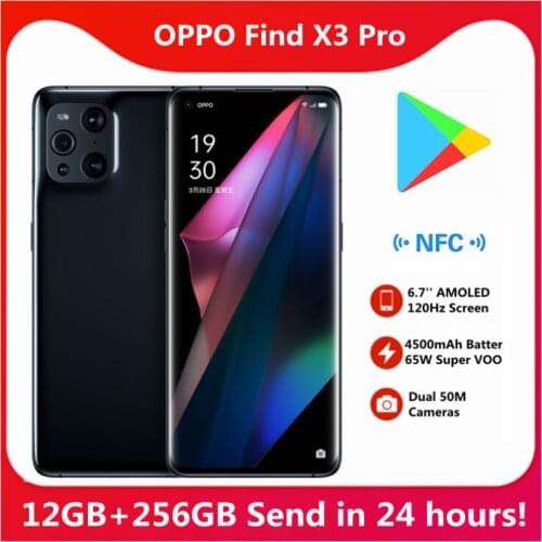 Original OPPO Find X3 Pro 12GB 256GB 5G SmartPhone 6.7'' AMOLED 120Hz Screen 4500mAh 65W Super VOOC 30W Air VOOC 3216*1440 QHD