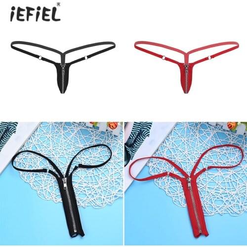 IEFiEL Sexy Lingerie Stretchy G-string Sexy Panties Underwear Front Zipper Exotic Lingerie Womens Thongs and G-strings Underwear