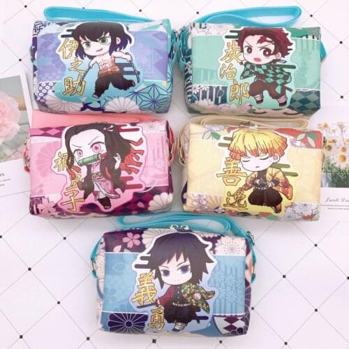 Devils Blade Peripheral Kamado Nezuko PU Crossbody Bag Demon Slayer Kimetsu No Yaiba Cartoon Anime Shoulder bag storage bag