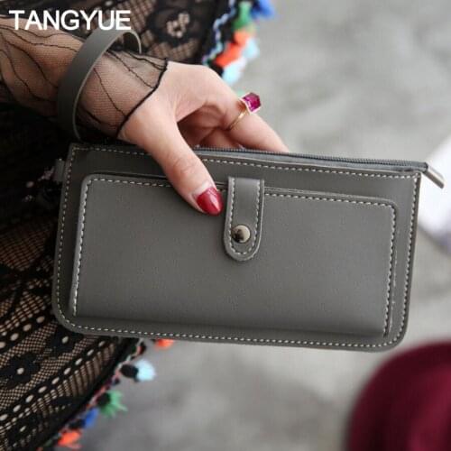 TANGYUE Womens Wallet Clutch Long Vintage Big Luxury Card ladies Leather Wallet Women Purse Clutch Bag Female Slim portomonee