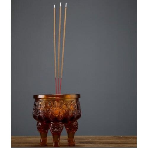 Three-legged incense burner in a glass incense burner Crafts Decoration