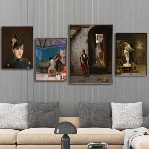 Home Decoration Print Canvas Art Wall Pictures Poster Canvas Printings Paintings Jean-Leon Gerome A Woman Bathing In The Yard