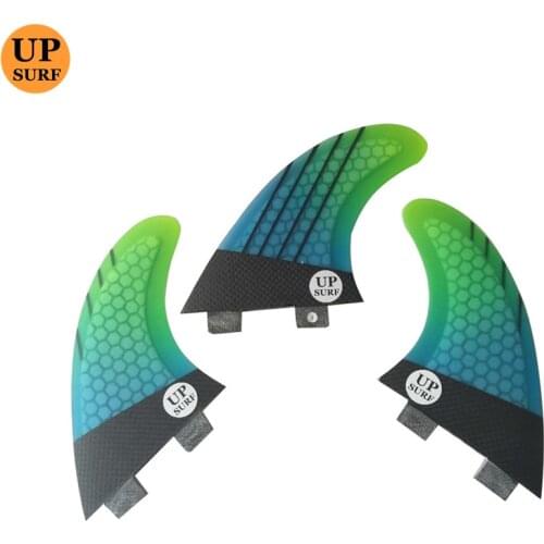 Upsurf Logo FCS Fins G5 Surfboard Fin Honeycomb Fibreglass Fins Green Black FCS Quilhas Fins