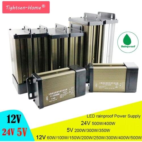 LED Rainproof Power Supply DC12V 24V 5V IP43 60W 100W 200W 250W 300W 400W 500W LED Driver Adapter Lighting Outdoor Transformers