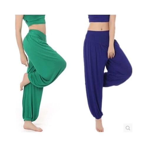 Plus Size Cotton High Waist Women Harem Modal Dancing Trousers Loose Overall Wide Women S port Tai Chi Pants Women Sweatpants
