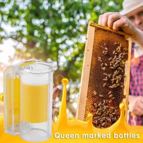 1Pc Bee Queen Marker Bottle Bee Mark Cage Plastic One Handed Marking Catcher With Plunger Plush Garden Beekeeping Supplies
