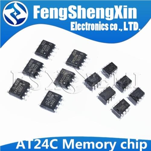 10pcs AT 24C01 24C02 24C04 24C08 24C16 24C32 24C64 24C128 24C01N 24C02N 24C04N 24C08N 24C16N 24C32N 24C64N 24C128N SOP8 DIP8 IC