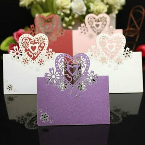 100pcs/lot Select Laser Cut Paper Place Cards Escort Name Table Mark DIY Festival Wedding Party Decoration Place Card Suppliers