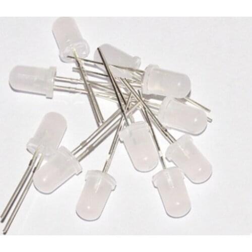 1000pcs 5mm White Diffused LED Diode Round Light Emitting Diode 20mA 5mm LED Lamp Wide Angle Through Hole Electronics Components