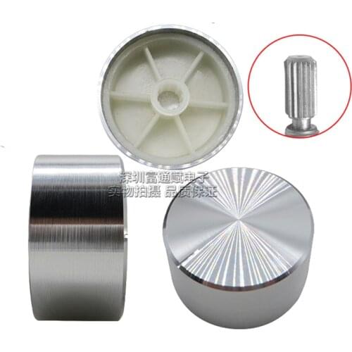 2pcs Aluminum alloy silver tangential smooth 34MM * 17MM knob potentiometer cap band switch cap Inner hole 6MM