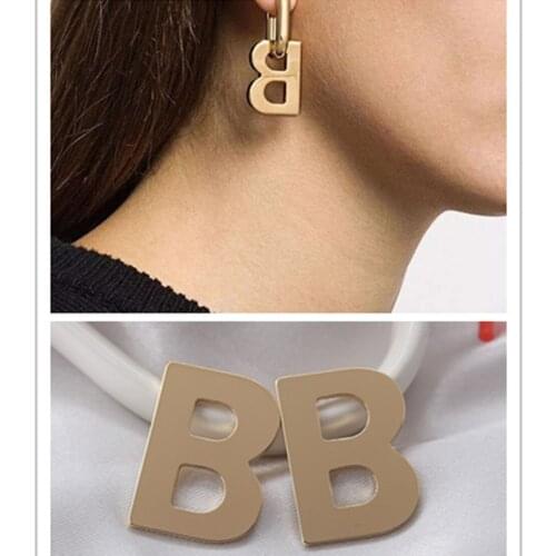 2021 South Korea New Fashion Large B Earrings Female Elegant Girl Earrings Golden Earrings Jewelry Personalized Gift Jewelry