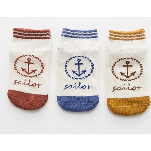 3pairs/lot kids short sock 2017 new summer cotton children socks 1- 9 year baby socks anchor pattern invisible boat socks