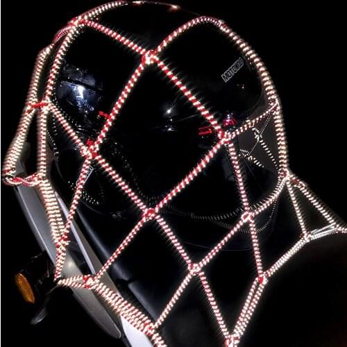 40X40CM Reflective Motorcycle Luggage Net Helmet Holder Hanger Hook For Honda Suzuki Yamaha VESPA Benelli Kawasaki BMW KTM