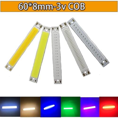5PCS Red /warm white/white/Blue Color LED COB Source Bar chip diodes2.5W / 5W LED COB strip low voltage 3V For DIY light