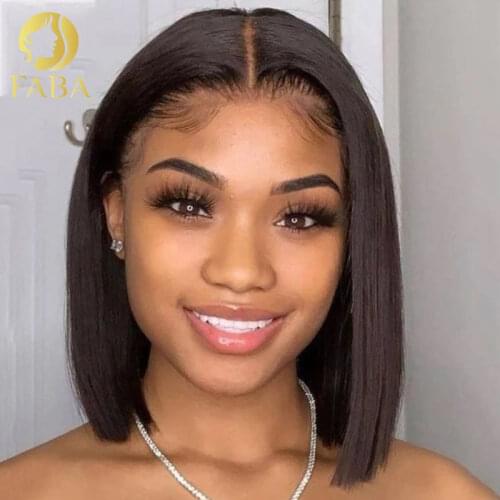 Straight Short Bob Wig Brazilian Lace Front Human Hair Wigs 13x4 Deep Part Women Remy Hair Wig Pre plucked Baby Natural Hairline