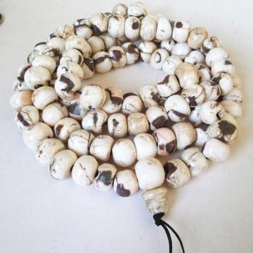 BRO867 Tibetan 108 old Conch shell Prayer Mala Necklace 12-15mm Tibet Buddhist Tridacna beads Free shipping