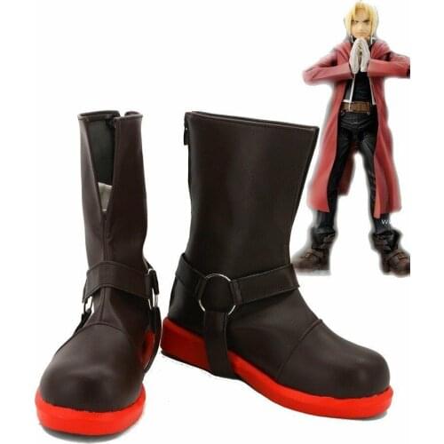Fullmetal Alchemist Edward Elric Cosplay Boots Shoes Halloween Carnival Custom Made Any Size
