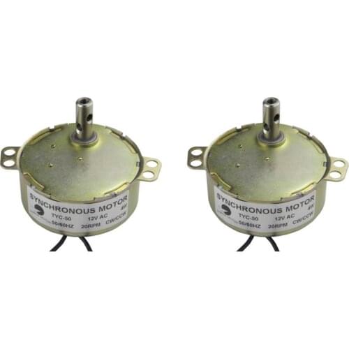 CHANCS 2PCS Gear Synchro Motor TYC-50 12V AC 20-24RPM CW/CCW Turntable Gear Box Cup Turners for Tumblers