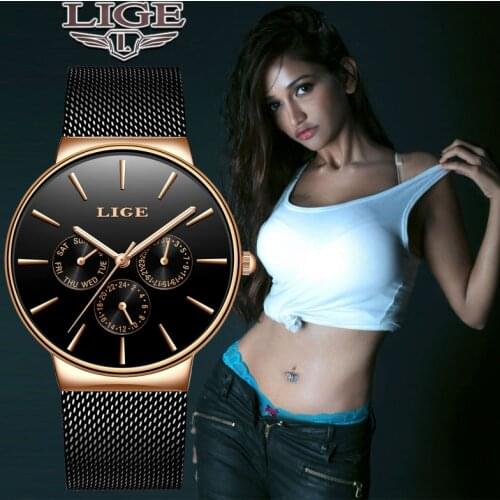 Top Luxury Brand Ladies Lady LIGE Women Watches Casual Clock Relogio Feminino+Box Fashion Simple Quartz Female Waterproof Watc