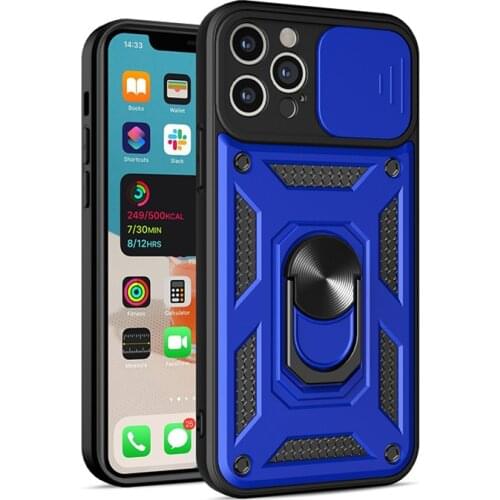 Slide Lens Protect TPU Case For iPhone 12 11 Pro Max Mini XS Max XR X 7 8 Plus SE 2020 Shockproof Magnet Finger Ring Armor Cover