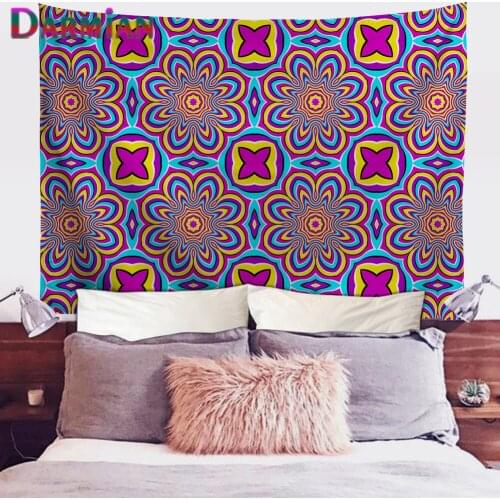 DARMIAN Psychedelic Mandala Print Tapestry Wall Hanging Bohemian Polyester Tapestries Multi-size Home Bedroom Dorm Decoration