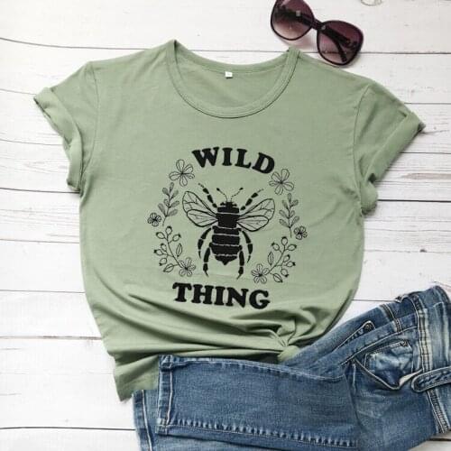 Wild thing bee graphic quote slogan women fashion unisex grunge tumblr girl gift t shirt camisetas aesthetic gift colorful tees