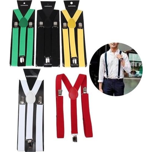 Women Men Adjustable Elasticated Adult Suspender Straps Unisex Y Shape Elastic Clip-on Suspenders Pants Braces