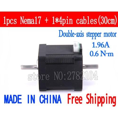 Free shipping 1pc Double axis 17(42HB3) 4-lead Nema 17 Stepper Motor 42 motor 42BYGH48 1.96A CNC Laser and 3D printer