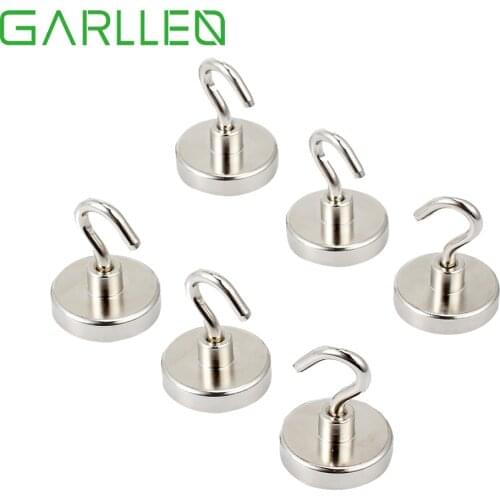 GARLLEN 6pcs Strong Rare Earth Neodymium Magnet Magnetic Hanging Hook Holder for Hanging Things Below 22kg