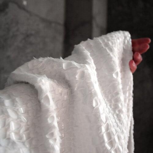 Faux fur plush grass thick black white heavy texture autumn winter fabric re-engineering jacket designer fabrics for patchwork