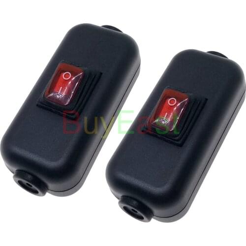 Pack 2) Waterproof IP65 Inline Cable Cord Rocker Switch Max AC100~250V 10A On/Off LED Indicator