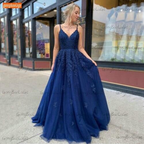Royal Blue Evening Dress 2020 Robe De Soiree Women Dresses Formal Appliqued Beaded Vestido De Festa Custom Made Evening Gowns