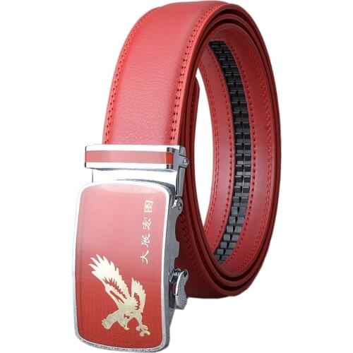 Fashion Good luck Designers Men Automatic Buckle Leather luxury Belts Business Male R buckle Belts for Men Ceinture Homme