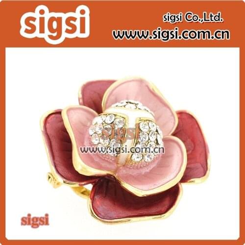 Fashion elegant crystal rhinestone flower brooch for valentines day gift