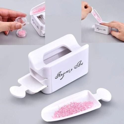 Nail Art Powder Recycling Tool Portable Container White Double Layer French Powder Storage Box Nail Manicure Powder Recovery