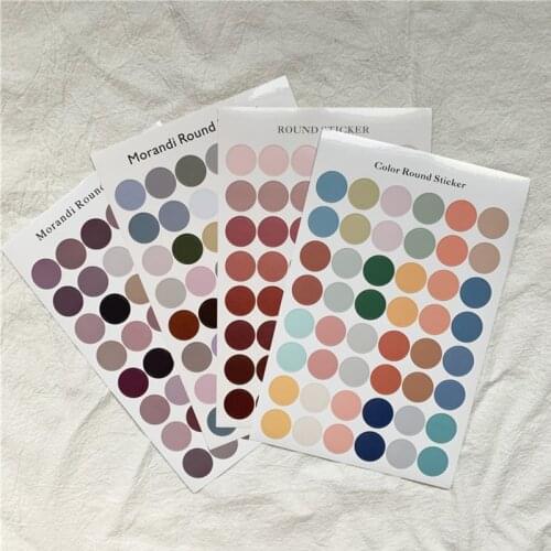 Morandi Earth Color Round Sticker Cute Pocket Card Sealing Wall Decoration 1 sheet 48