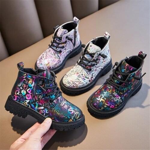 2019 Kids Boots for Girls Boys Elegant Floral Flower Print Boots Children Boots Shoes Baby Toddler Martin Boots Kids Sneakers
