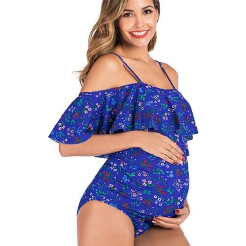Maternity Swimwear Summer Flouncing Pregnancy Swimwear Solid Swimwear Large Size Swimsuit Pregnant Beachwear Woman Bodysuit 2020