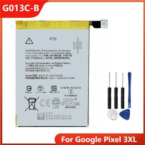 Original Phone Battery G013C-B For Google Pixel 3XL Authentic Replacement Rechargable Batteries 3430mAh With Free Tools