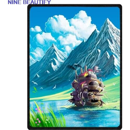 Sofa Plaid Coral Fleece Soft Winter Warm Bed Blanket Howls Moving Castle Printed Plane Travel Throw Blankets Free Shipping