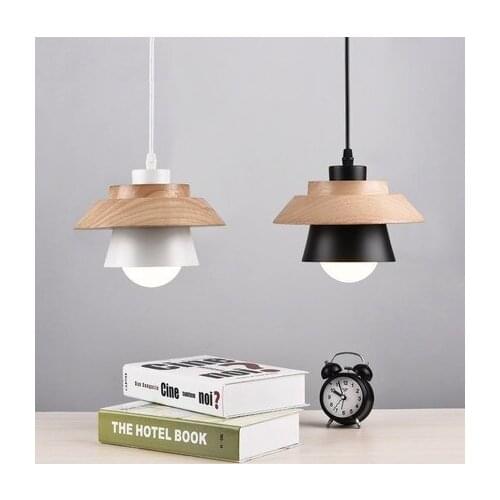 Simple Loft Style Wood Iron Droplight Modern LED Pendant Light Fixtures For Dining Room Bar Hanging Lamp Indoor Lighting