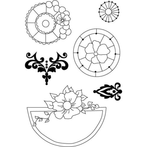Eno Greeting clear stamp round flower stamps for scrapbooking damask element decorative stamps cardmaking supplies