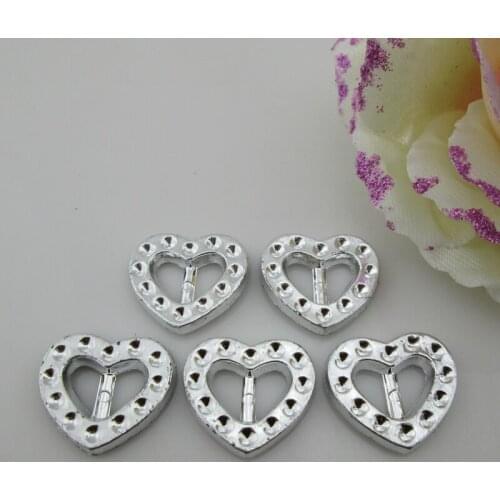AB09 10mm)20pcs Cute Heart Acrylic Ribbon Slider Buckle For Chair Sash
