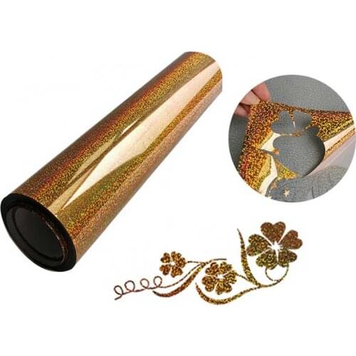 Heat Transfer Vinyl hologram gold flash Vinyl roll Iron on HTV film for DIY T-Shirts heat press easy to cut and weed washable